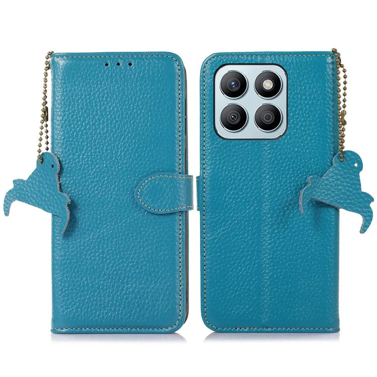 For Honor X8b 4G Phone Case Genuine Cow Leather Wallet Cover RFID Blocking