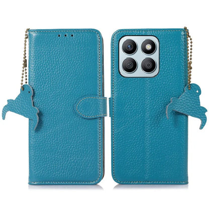 For Honor X8b 4G Phone Case Genuine Cow Leather Wallet Cover RFID Blocking