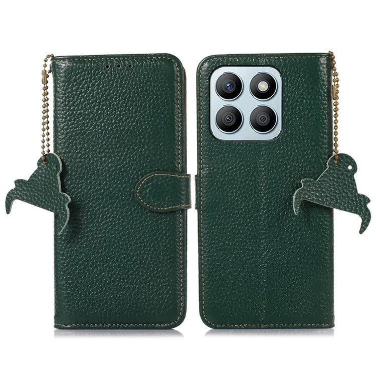 For Honor X8b 4G Phone Case Genuine Cow Leather Wallet Cover RFID Blocking