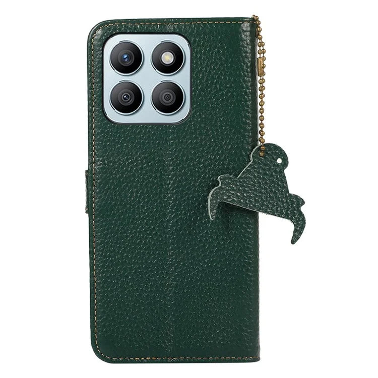 For Honor X8b 4G Phone Case Genuine Cow Leather Wallet Cover RFID Blocking