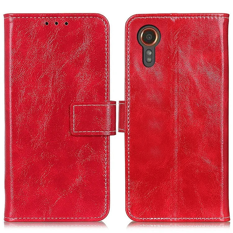 For Samsung Galaxy Xcover 7 Case Leather Retro Crazy Horse Texture Wallet Phone Cover