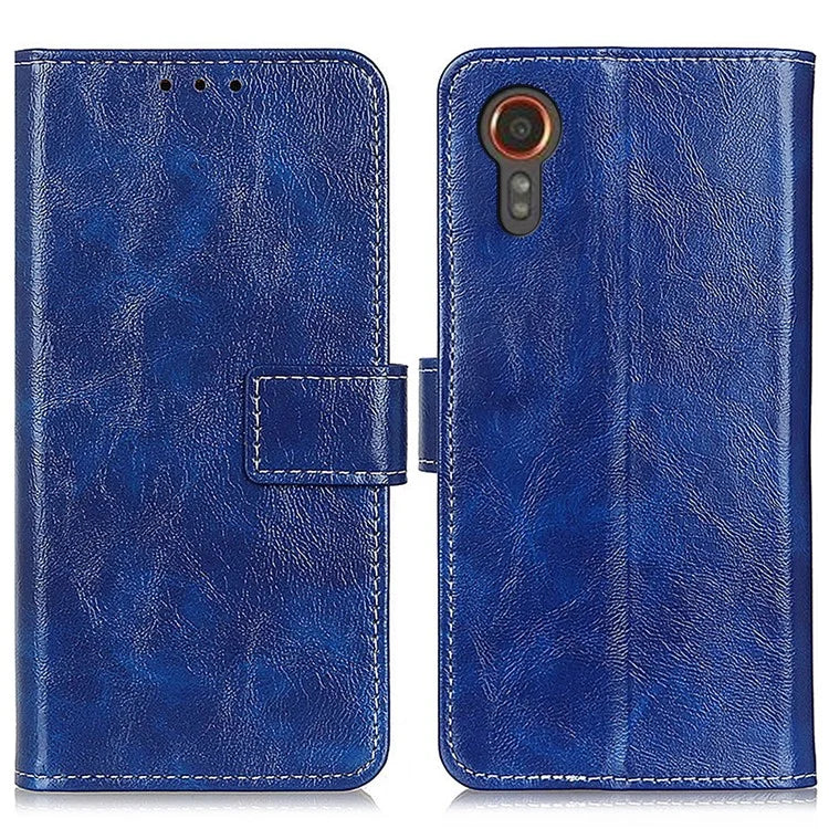 For Samsung Galaxy Xcover 7 Case Leather Retro Crazy Horse Texture Wallet Phone Cover