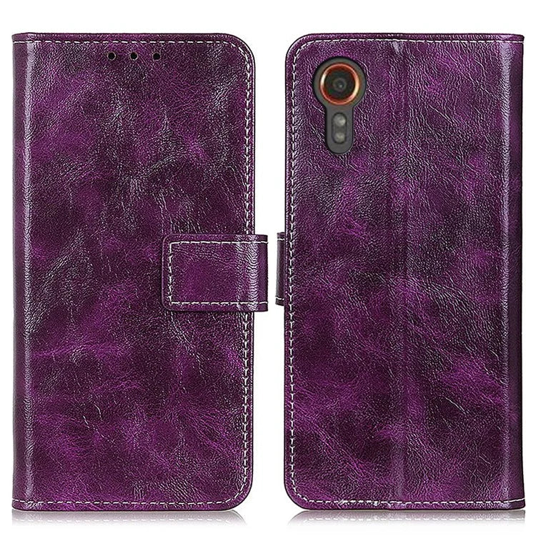 For Samsung Galaxy Xcover 7 Case Leather Retro Crazy Horse Texture Wallet Phone Cover