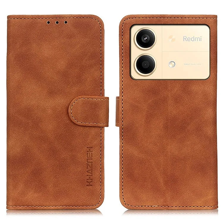 KHAZNEH For Xiaomi Redmi Note 13R Pro 5G Cell Phone Case Leather Retro Style Stand Cover