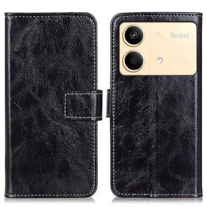For Xiaomi Redmi Note 13R Pro 5G Magnetic Case Crazy Horse Texture Vintage Stand Cover