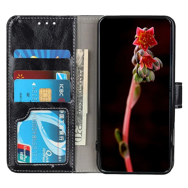 For Xiaomi Redmi Note 13R Pro 5G Magnetic Case Crazy Horse Texture Vintage Stand Cover