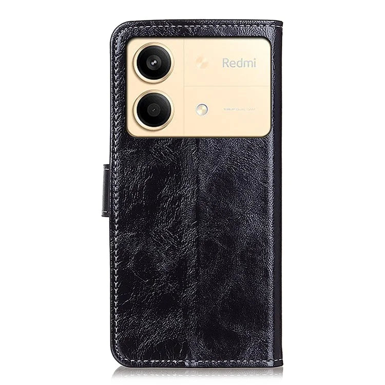 For Xiaomi Redmi Note 13R Pro 5G Magnetic Case Crazy Horse Texture Vintage Stand Cover