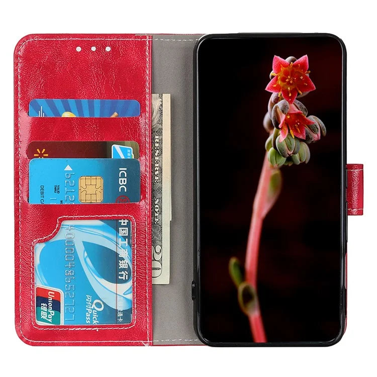 For Xiaomi Redmi Note 13R Pro 5G Magnetic Case Crazy Horse Texture Vintage Stand Cover