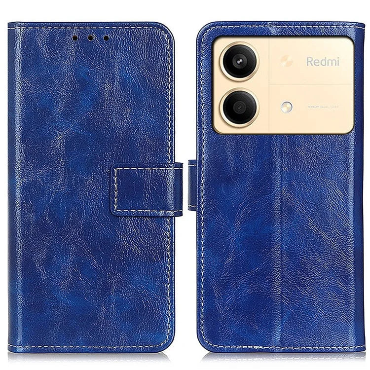 For Xiaomi Redmi Note 13R Pro 5G Magnetic Case Crazy Horse Texture Vintage Stand Cover