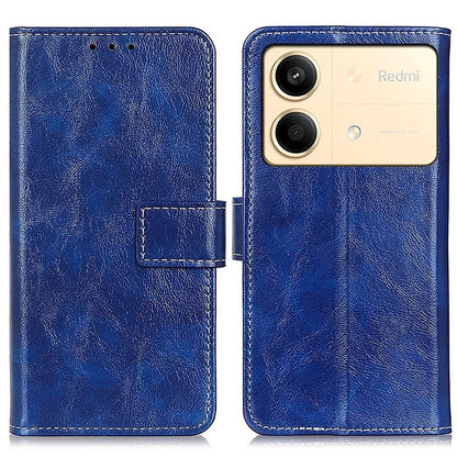 For Xiaomi Redmi Note 13R Pro 5G Magnetic Case Crazy Horse Texture Vintage Stand Cover