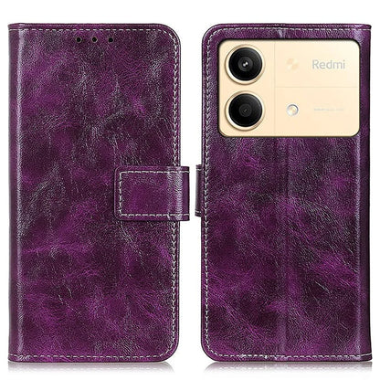 For Xiaomi Redmi Note 13R Pro 5G Magnetic Case Crazy Horse Texture Vintage Stand Cover