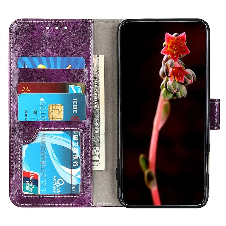 For Xiaomi Redmi Note 13R Pro 5G Magnetic Case Crazy Horse Texture Vintage Stand Cover