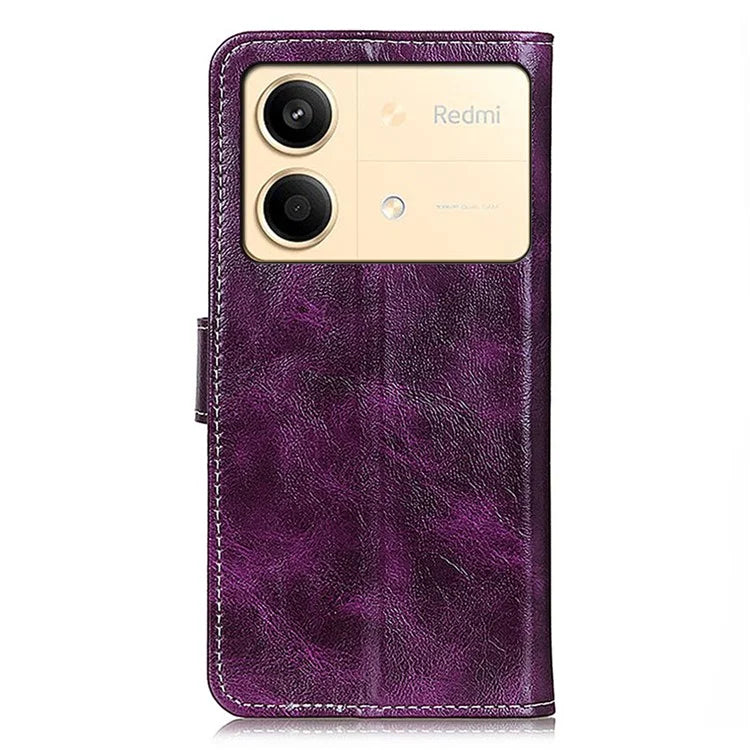 For Xiaomi Redmi Note 13R Pro 5G Magnetic Case Crazy Horse Texture Vintage Stand Cover
