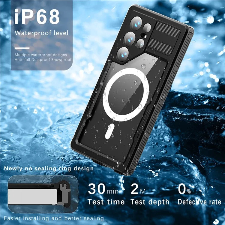 REDPEPPER IP68 Waterproof Case for Samsung Galaxy S24 Ultra Magnetic Clear Phone Cover