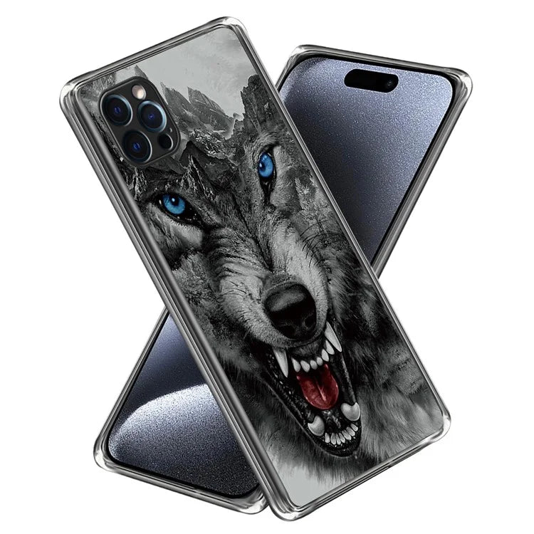 For iPhone 15 Pro Max Cell Phone Case Soft TPU Back Shell with Pattern Printing
