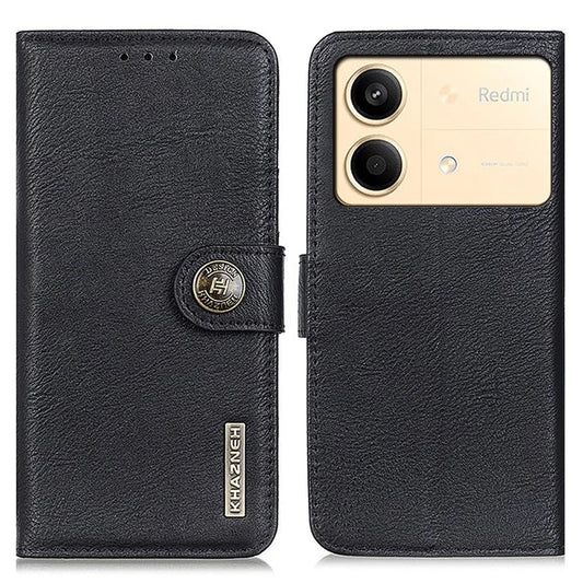 KHAZNEH For Xiaomi Redmi Note 13R Pro 5G Phone Case Cowhide Texture PU Leather Cover