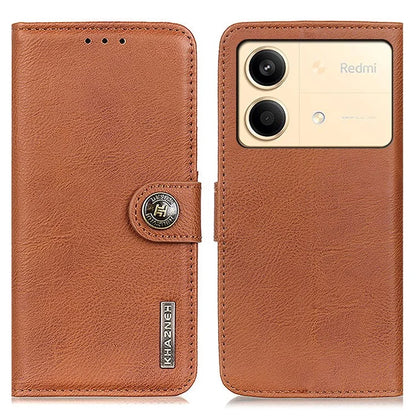 KHAZNEH For Xiaomi Redmi Note 13R Pro 5G Phone Case Cowhide Texture PU Leather Cover