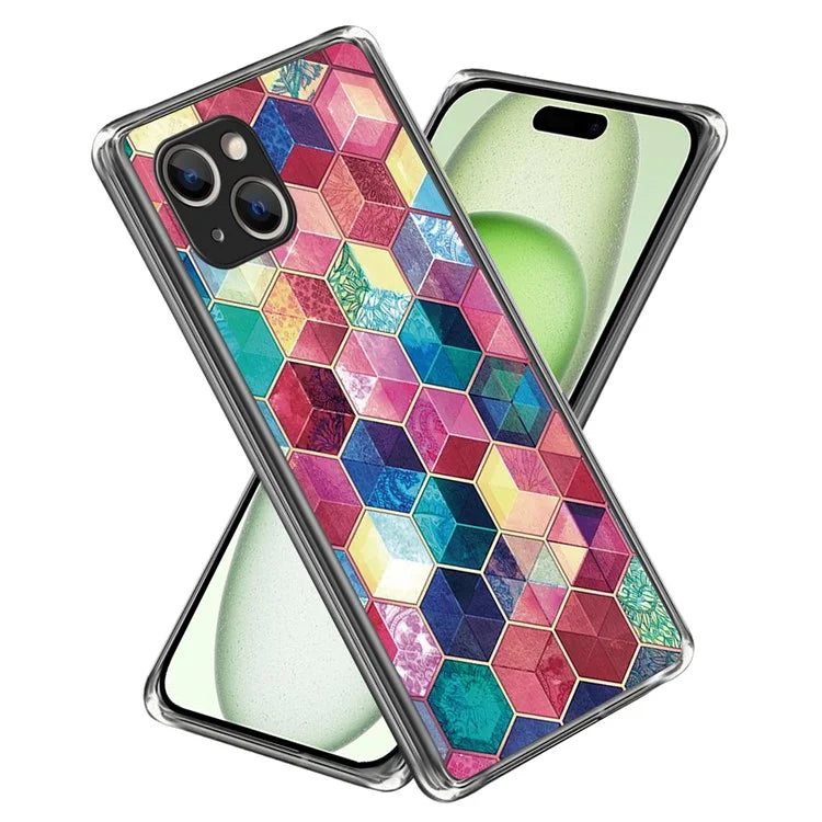 For iPhone 15 Cell Phone Case TPU Pattern Printing Design Protective Shell
