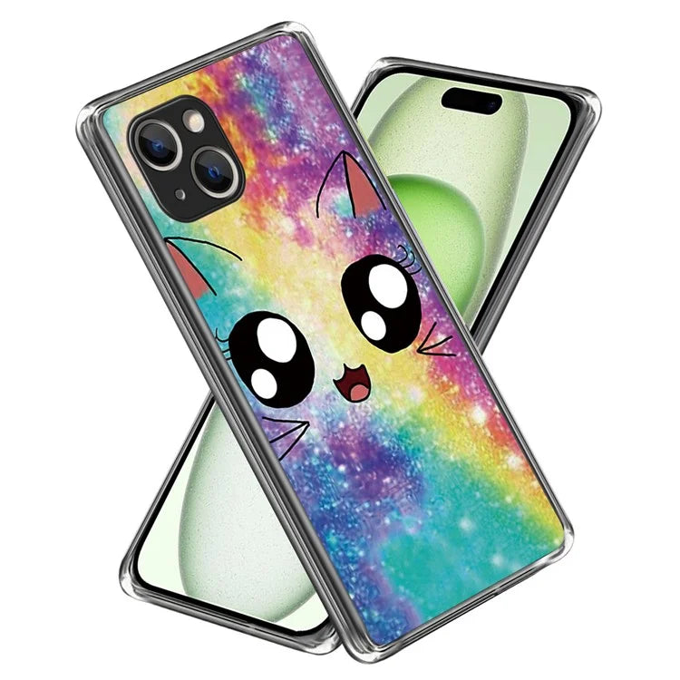 For iPhone 15 Plus Case Soft TPU Pattern Printing Smart Phone Cover