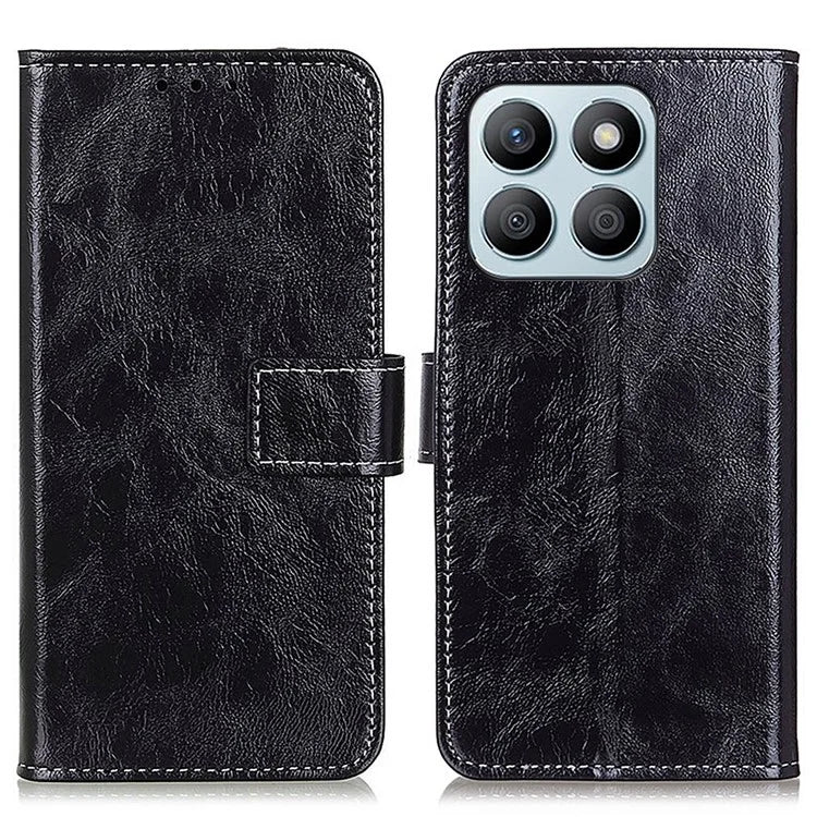For Honor X8b 4G Magnetic Phone Case Retro Crazy Horse Texture Card Slots Cover