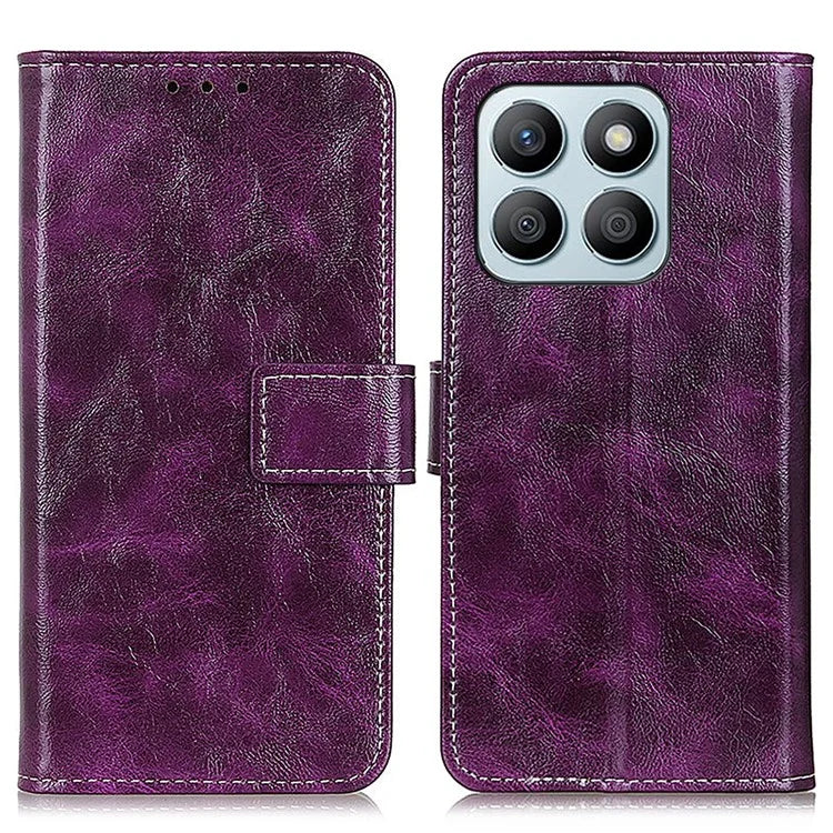 For Honor X8b 4G Magnetic Phone Case Retro Crazy Horse Texture Card Slots Cover