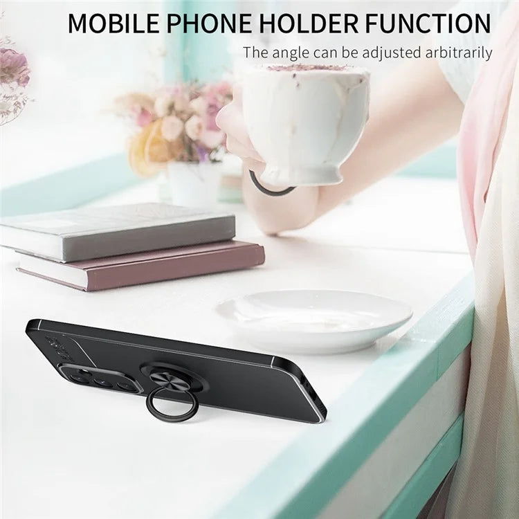 For Samsung Galaxy A15 5G TPU Case Rotation Ring Holder Kickstand Phone Cover  /  Red