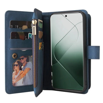 KT Multi-Functional Series-2 For Xiaomi 14 Pro Case Zipper Pocket Leather Phone Cover