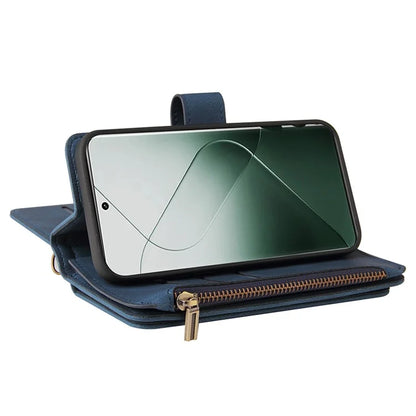 KT Multi-Functional Series-2 For Xiaomi 14 Pro Case Zipper Pocket Leather Phone Cover