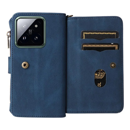 KT Multi-Functional Series-2 For Xiaomi 14 Pro Case Zipper Pocket Leather Phone Cover