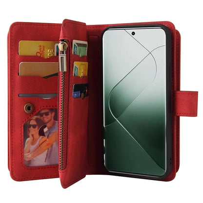 KT Multi-Functional Series-2 For Xiaomi 14 Pro Case Zipper Pocket Leather Phone Cover