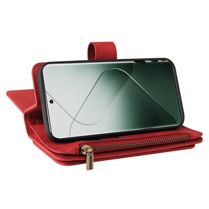 KT Multi-Functional Series-2 For Xiaomi 14 Pro Case Zipper Pocket Leather Phone Cover