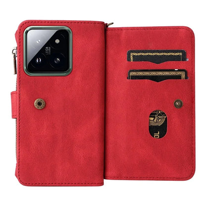 KT Multi-Functional Series-2 For Xiaomi 14 Pro Case Zipper Pocket Leather Phone Cover