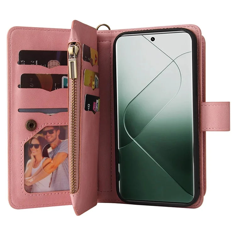 KT Multi-Functional Series-2 For Xiaomi 14 Pro Case Zipper Pocket Leather Phone Cover