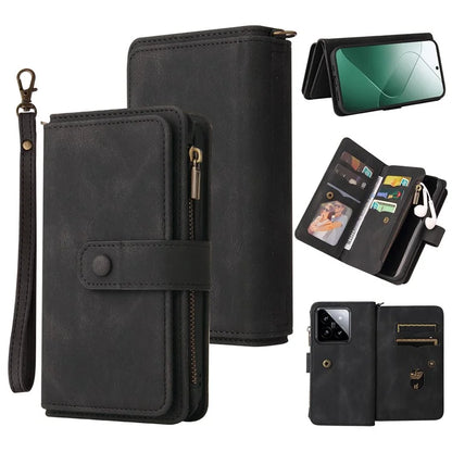 KT Multi-Functional Series-2 For Xiaomi 14 Pro Case Zipper Pocket Leather Phone Cover