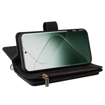 KT Multi-Functional Series-2 For Xiaomi 14 Pro Case Zipper Pocket Leather Phone Cover