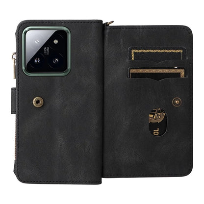 KT Multi-Functional Series-2 For Xiaomi 14 Pro Case Zipper Pocket Leather Phone Cover