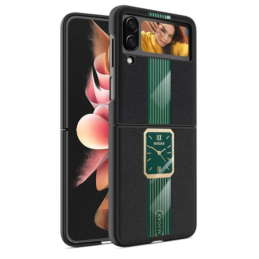 KADEM For Samsung Galaxy Z Flip3 5G Electroplating Case PU+Acrylic+TPU Phone Cover