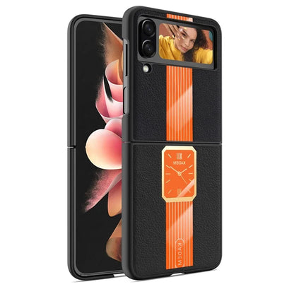 KADEM For Samsung Galaxy Z Flip3 5G Electroplating Case PU+Acrylic+TPU Phone Cover
