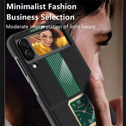 KADEM For Samsung Galaxy Z Flip4 5G Shockproof Case PU+Acrylic+TPU Electroplating Phone Cover