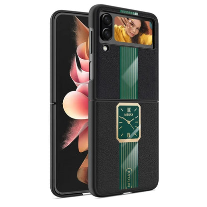 KADEM For Samsung Galaxy Z Flip4 5G Shockproof Case PU+Acrylic+TPU Electroplating Phone Cover