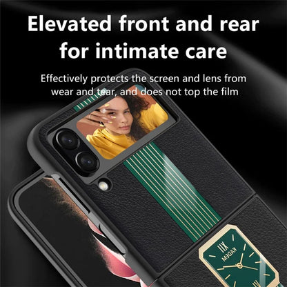 KADEM For Samsung Galaxy Z Flip4 5G Shockproof Case PU+Acrylic+TPU Electroplating Phone Cover