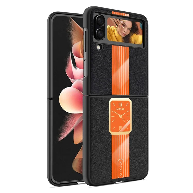 KADEM For Samsung Galaxy Z Flip4 5G Shockproof Case PU+Acrylic+TPU Electroplating Phone Cover
