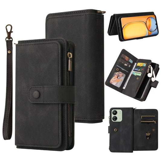 KT Multi-Functional Series-2 For Xiaomi Redmi 13C 4G / Poco C65 4G Leather Phone Case with Zipper Wallet