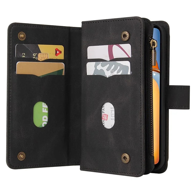 KT Multi-Functional Series-2 For Xiaomi Redmi 13C 4G / Poco C65 4G Leather Phone Case with Zipper Wallet