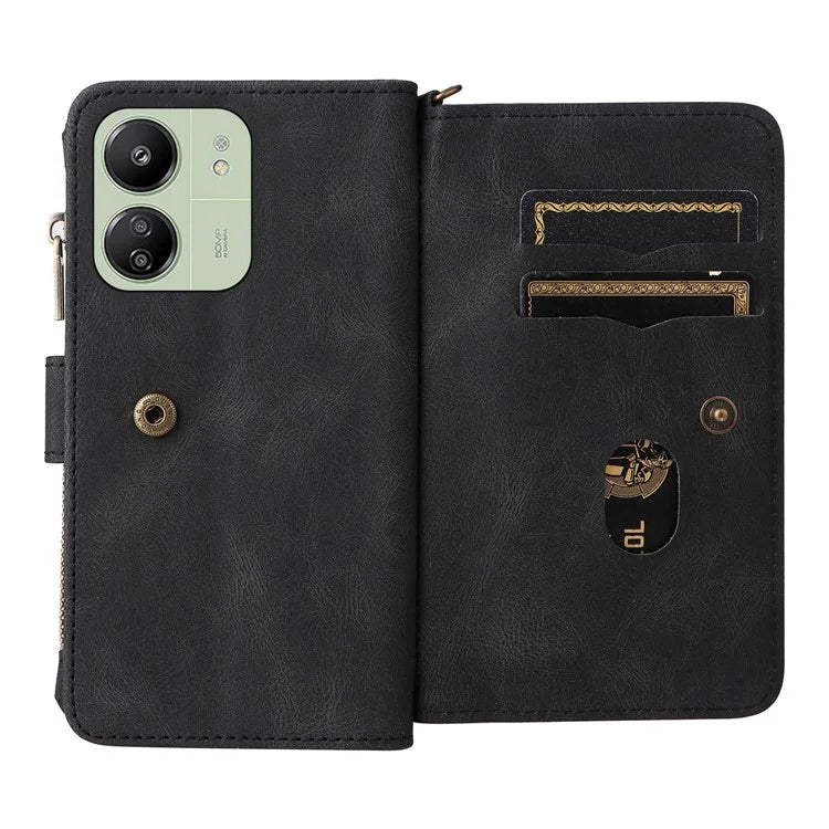 KT Multi-Functional Series-2 For Xiaomi Redmi 13C 4G / Poco C65 4G Leather Phone Case with Zipper Wallet