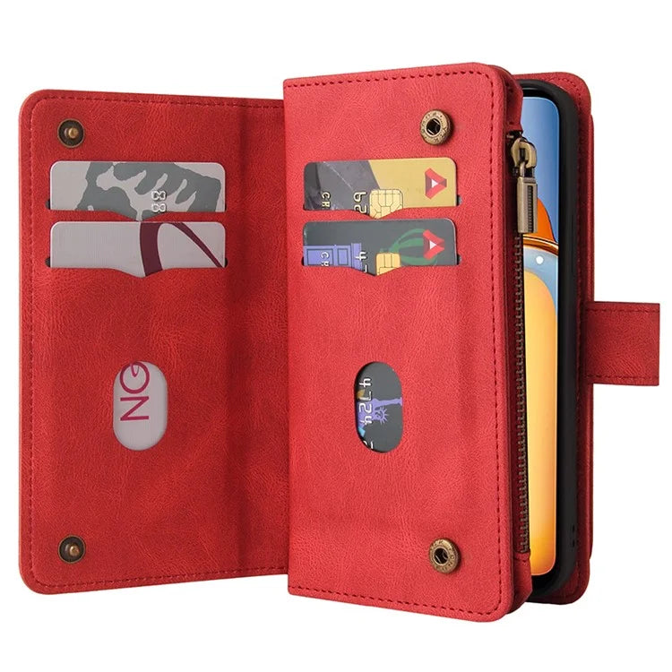 KT Multi-Functional Series-2 For Xiaomi Redmi 13C 4G / Poco C65 4G Leather Phone Case with Zipper Wallet