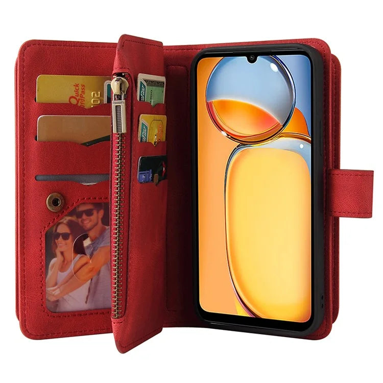 KT Multi-Functional Series-2 For Xiaomi Redmi 13C 4G / Poco C65 4G Leather Phone Case with Zipper Wallet