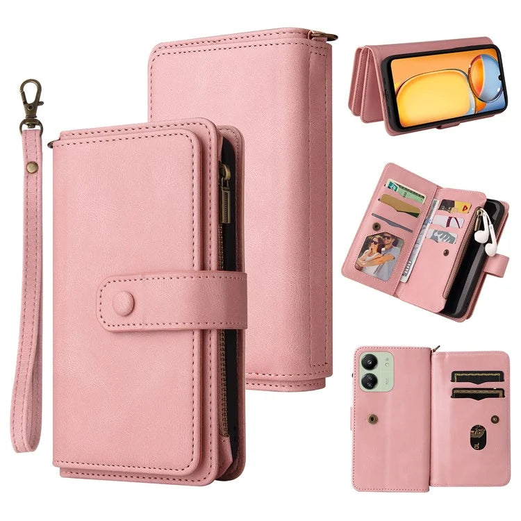 KT Multi-Functional Series-2 For Xiaomi Redmi 13C 4G / Poco C65 4G Leather Phone Case with Zipper Wallet
