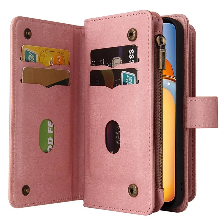 KT Multi-Functional Series-2 For Xiaomi Redmi 13C 4G / Poco C65 4G Leather Phone Case with Zipper Wallet