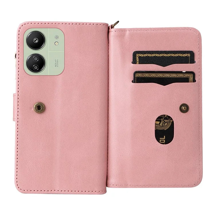 KT Multi-Functional Series-2 For Xiaomi Redmi 13C 4G / Poco C65 4G Leather Phone Case with Zipper Wallet